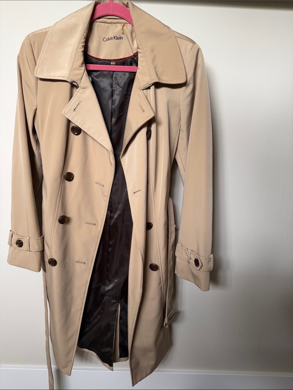 Calvin Klein Tan Double-Breasted Trench Coat